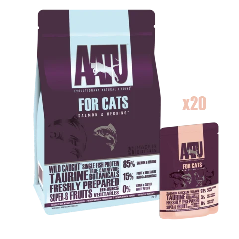 AATU - Salmon Mixed Dry & Wet Cat Food Bundle