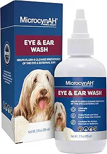 MicrocynAH - Manna Pro MicrocynAH Ear & Eye Wash, 3 oz | Gentle Daily Cleansing Solution for Routine Ear & Eye Care, Easy - Use Liquid Formula